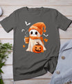 Cute Ghost Drinking Coffee Halloween Ghost Ice Coffee Womens T-Shirt