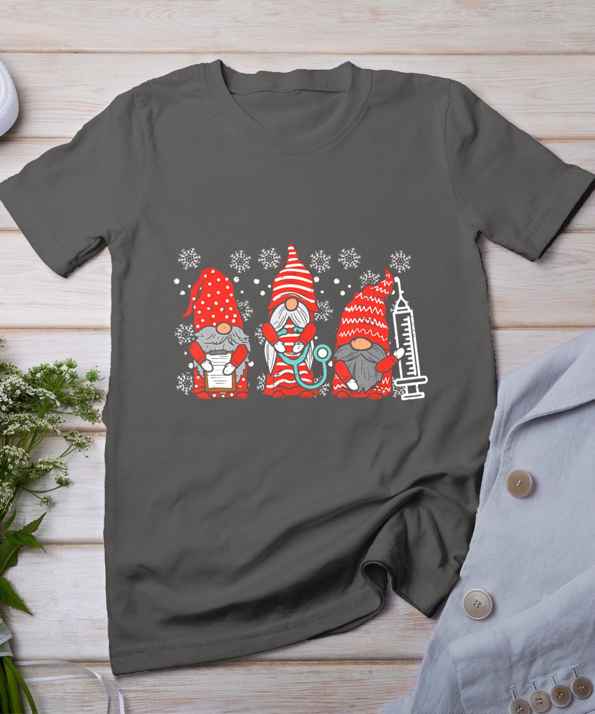 Nurse Christmas Gnomes Cute Xmas Scrub Top For Nurses Women T-Shirt