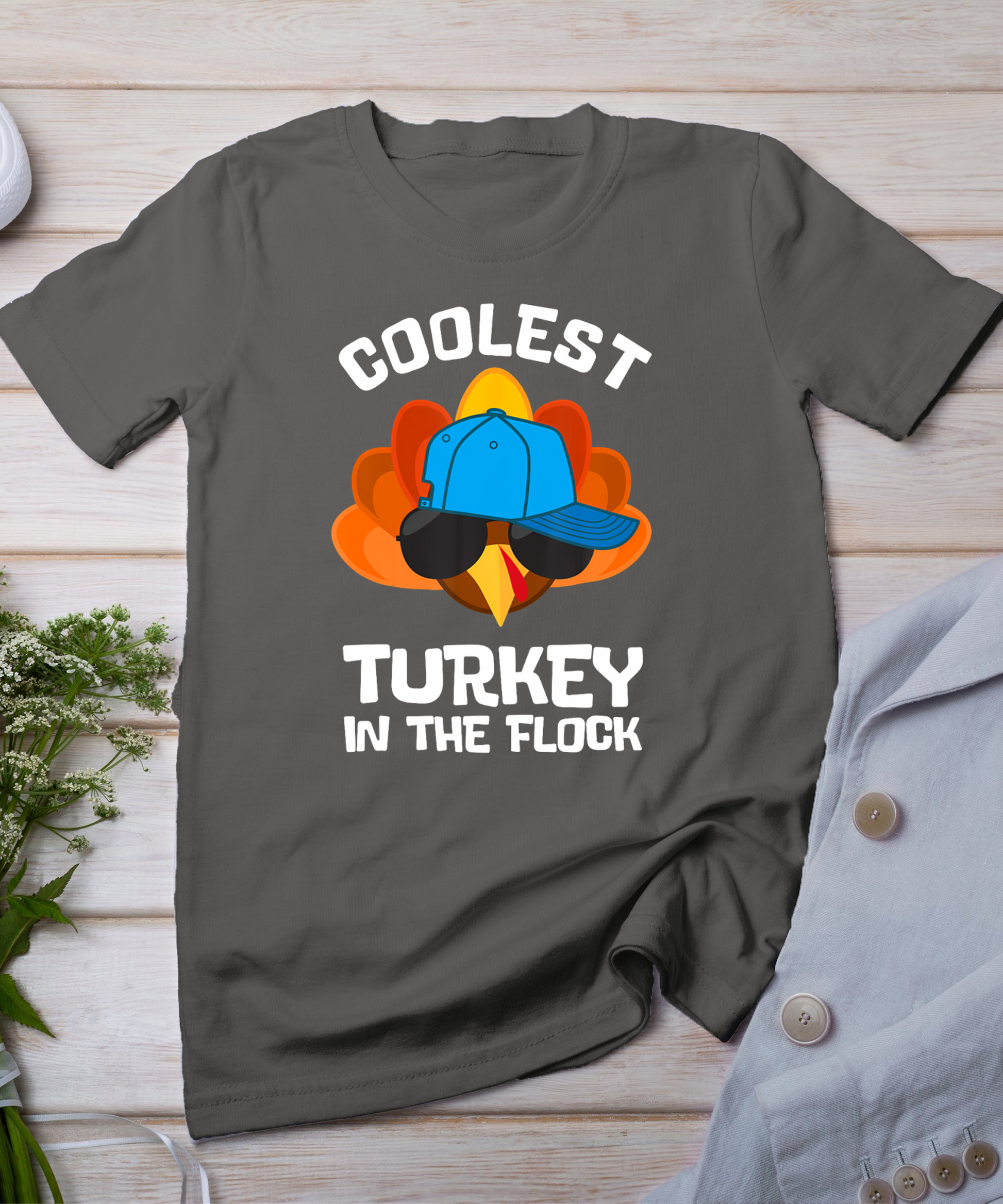 Coolest Turkey - Thanksgiving Toddler Kids Girls Boys Turkey T-Shirt