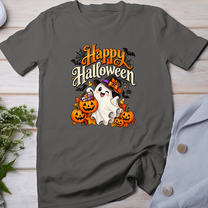 Happy Halloween Cute Ghost Pumpkin Spooky Men Women Kids T-Shirt