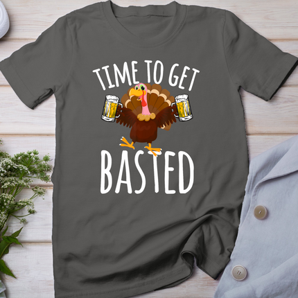 Time To Get Basted Funny Beer Thanksgiving Turkey Gift T-Shirt