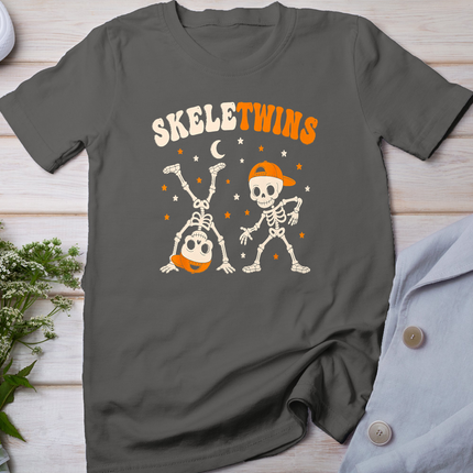 Twins Halloween Matching Skeletwins Funny Dancing Skeletons T-Shirt