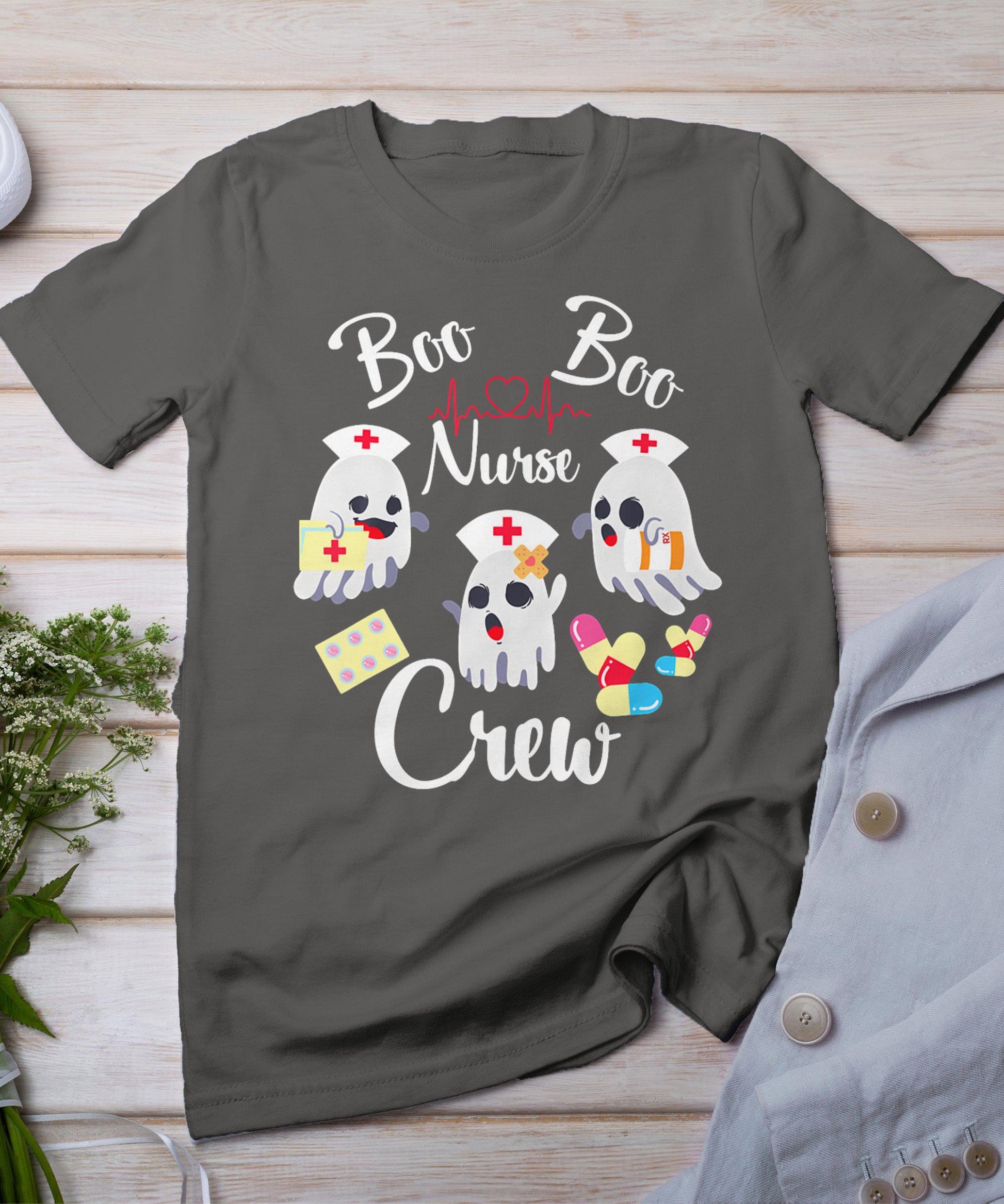 Boo Boo Crew Nurse Ghost Costume Funny Halloween Gift T-Shirt