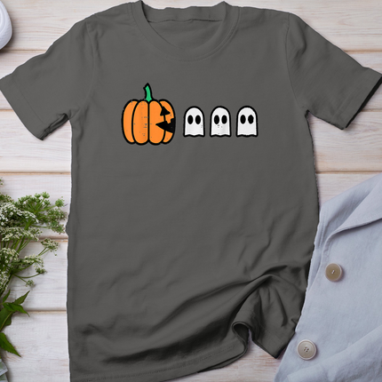 Halloween Gamer Pumpkin Eating Ghost Costume Men Boys Kids T-Shirt