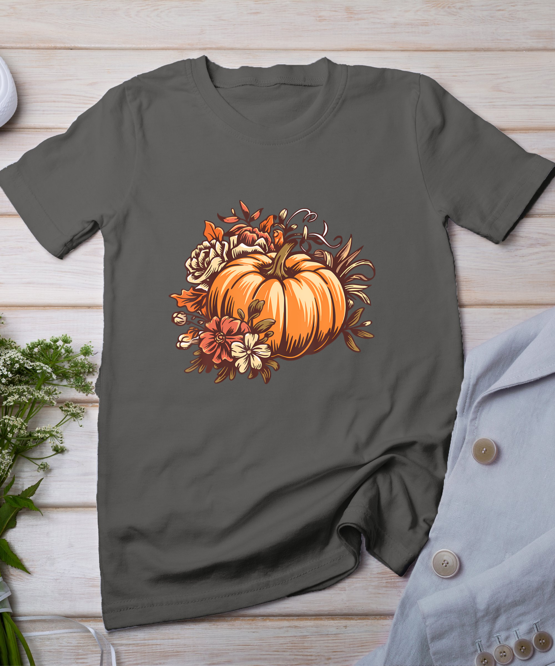 Fall Shirt Women Vintage Pumpkin Autumn Graphic Thanksgiving T-Shirt