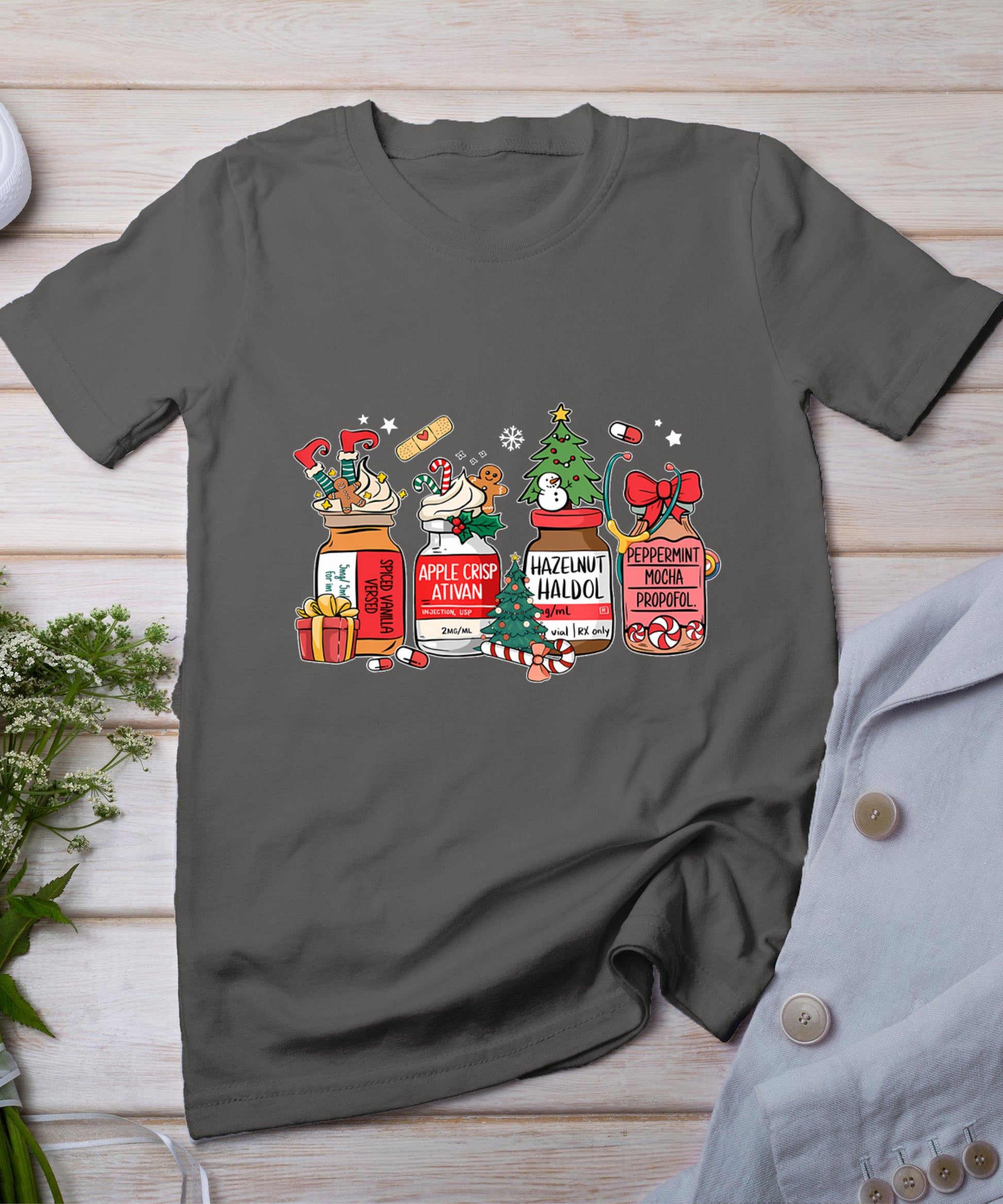 Christmas Nurse Funny Peppermint Mocha Propofol Er Ed Icu Rn T-Shirt