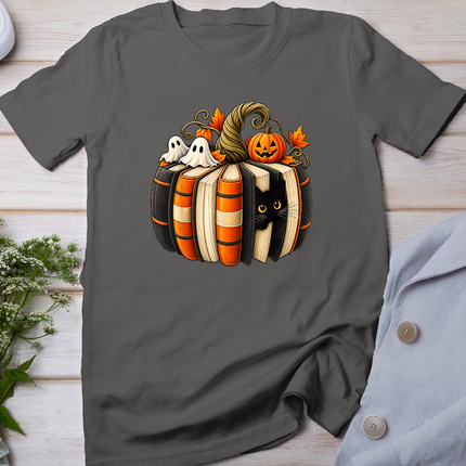 Halloween Book Lover Black Cat Ghost Pumpkin Witchy Reading T-Shirt
