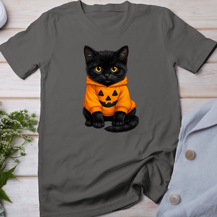 Cute Black Cat In Pumpkin Halloween T-Shirt