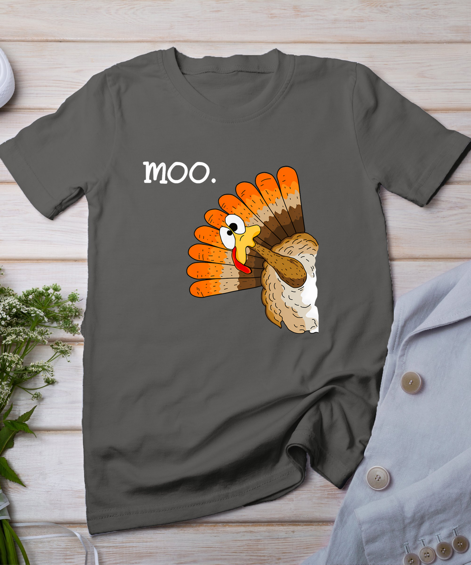 Turkey Moo Funny Thanksgiving T-Shirt