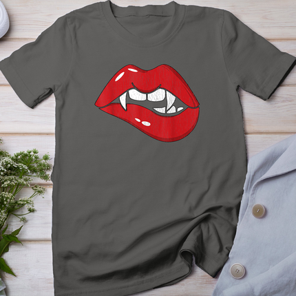Retro Dracula Vampire Red Lips Teeth Bite Halloween Costume T-Shirt