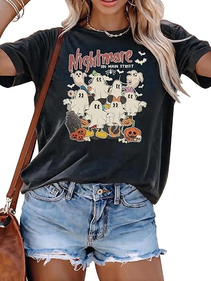 Halloween Shirts for Women Magical Halloween T-Shirt Cute Ghost Graphic Tees