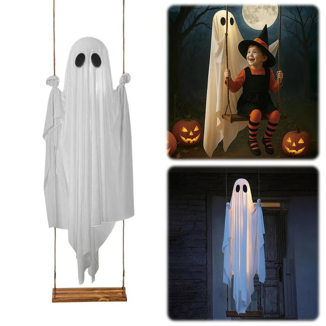 Hanging Swing Ghost Halloween Decoration Cute Outdoor Ghost Decor