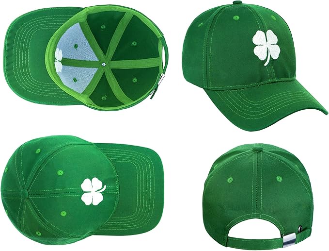 Ireland Irish 4 Leaf Clover St. Patrick's Day Hat for Men Women Embroidery Shamrock Baseball Cap Hat