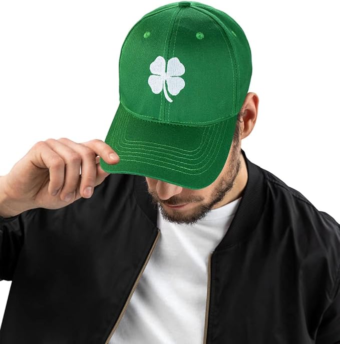 Ireland Irish 4 Leaf Clover St. Patrick's Day Hat for Men Women Embroidery Shamrock Baseball Cap Hat