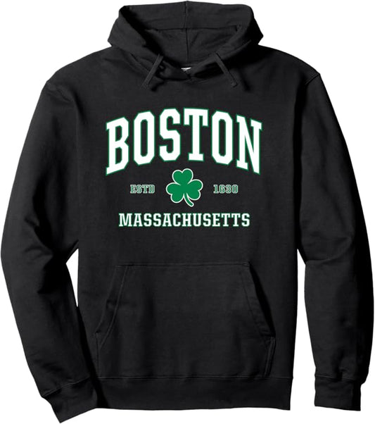 Irish Boston Sweatshirt. St. Patricks Day Hoodie USA Pullover Hoodie