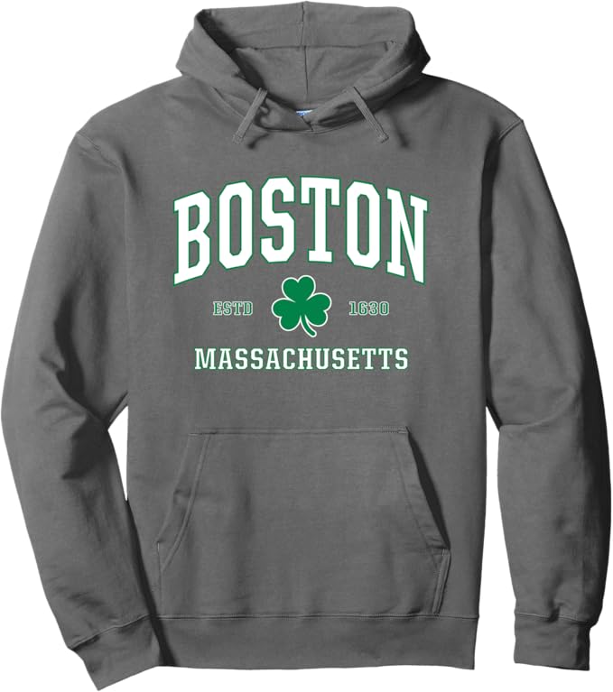 Irish Boston Sweatshirt. St. Patricks Day Hoodie USA Pullover Hoodie