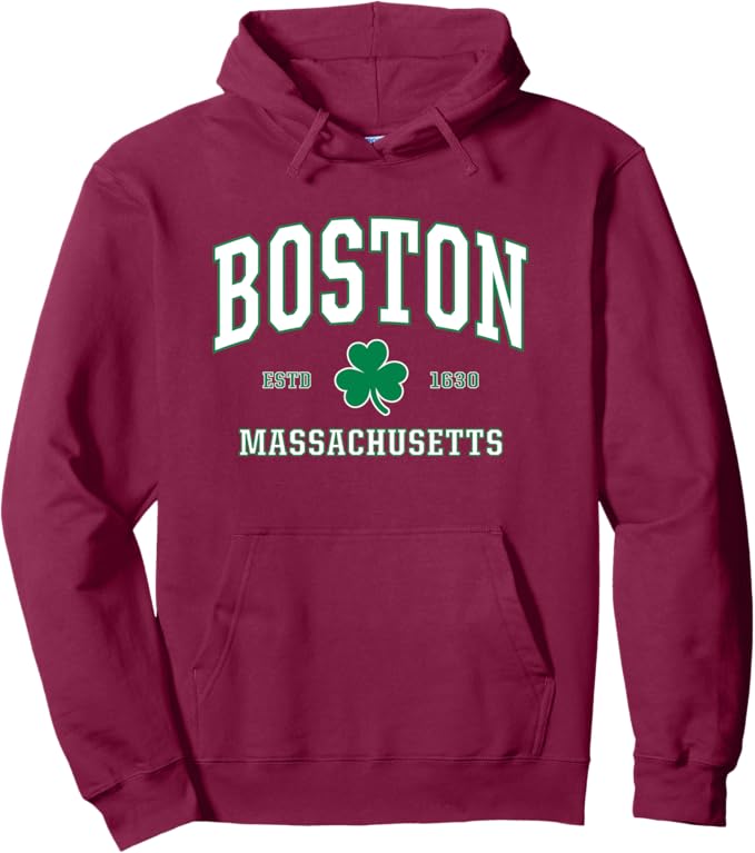 Irish Boston Sweatshirt. St. Patricks Day Hoodie USA Pullover Hoodie