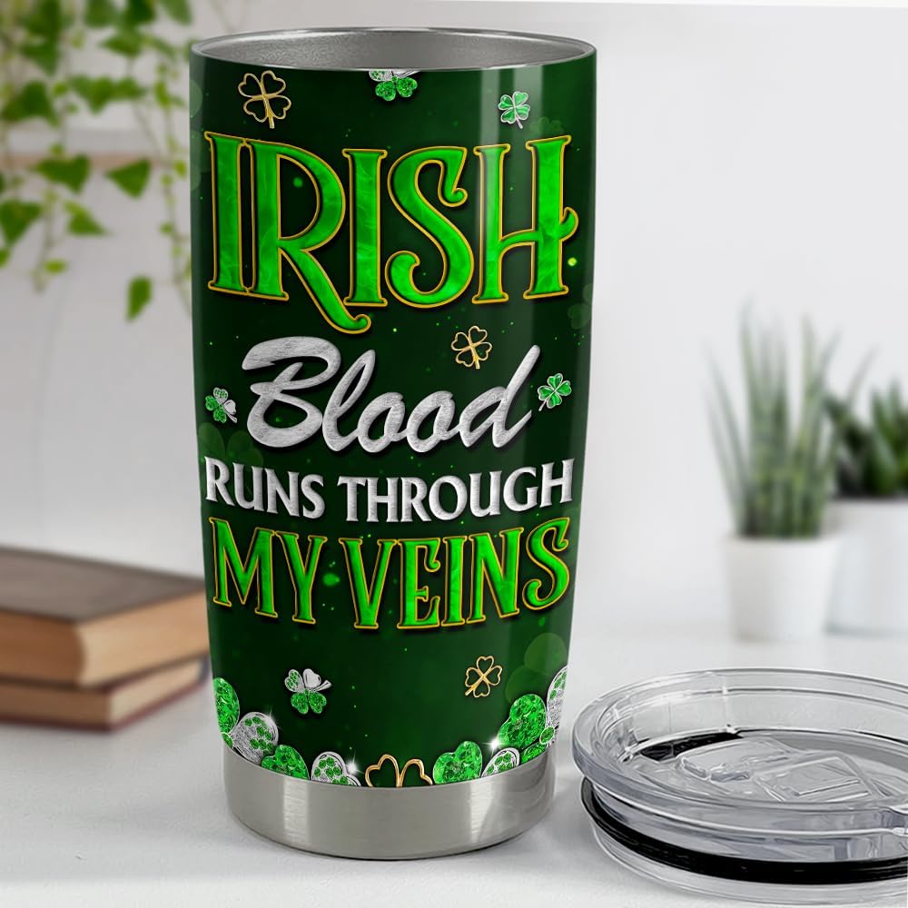 Irish Tumbler 20oz Celtic Cross Stainless Steel Tumbler with Lid Gift for Women Birthday Christmas