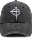 Jesus Cross Nail Hat for Men Women, Funny Adjustable Cotton Embroidered Christian Religious Faith Baseball Cap