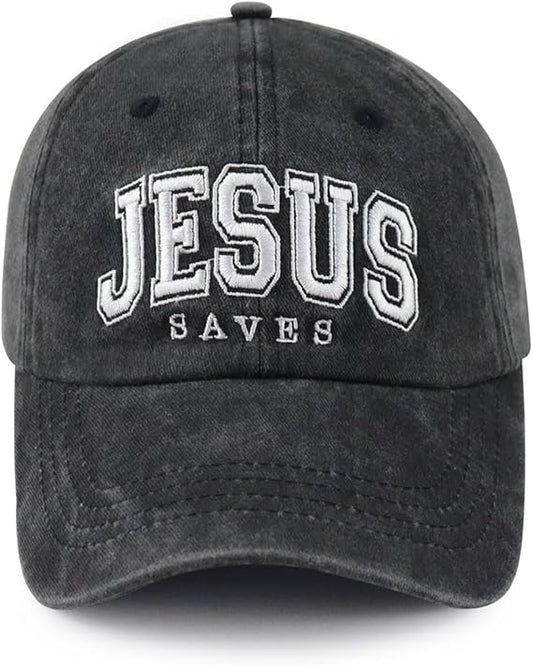 Jesus Saves Hats for Men Women, Funny Adjustable Cotton Christian Baseball Cap