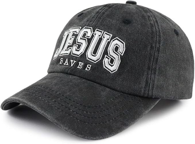 Jesus Saves Hats for Men Women, Funny Adjustable Cotton Christian Baseball Cap