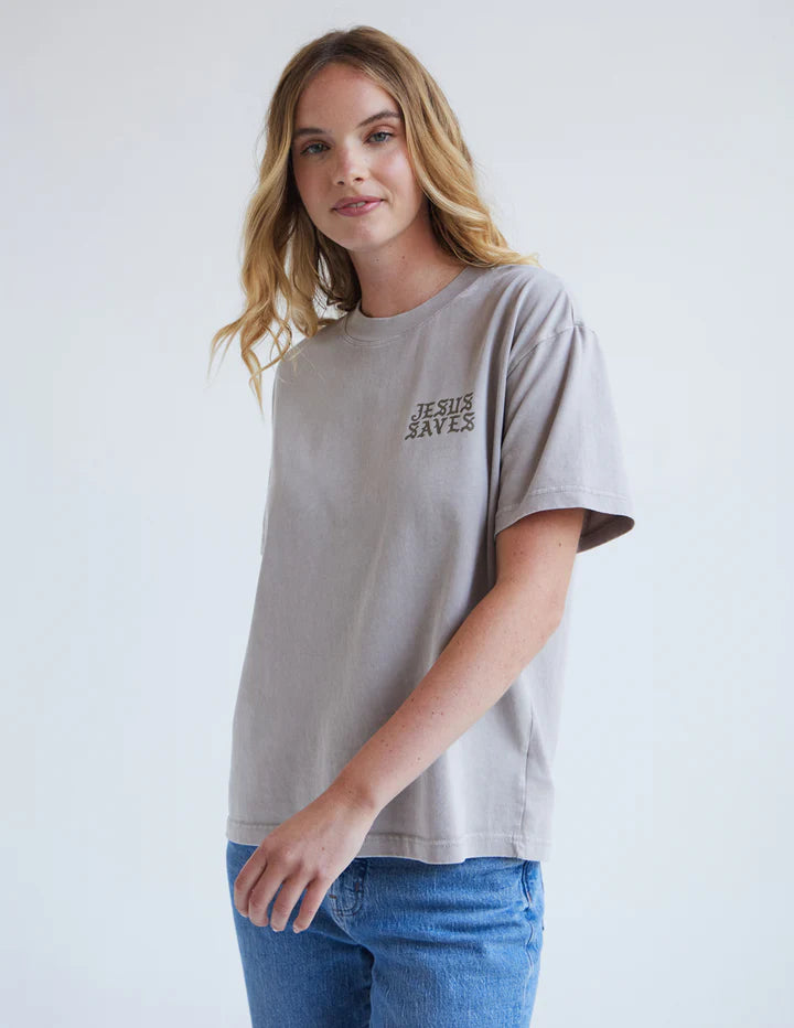 Jesus Saves Taupe Unisex Tee T-Shirt