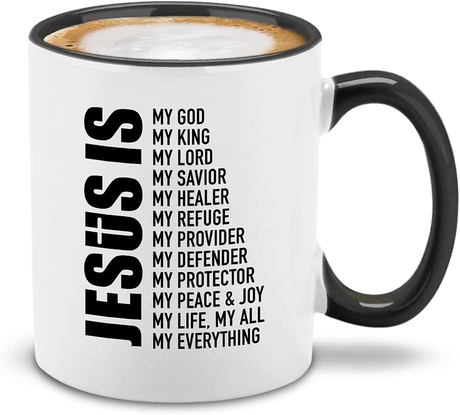 Jesus is My Everything Ceramic Coffee Mug Cup, Religious Gift 11 oz Black Handle