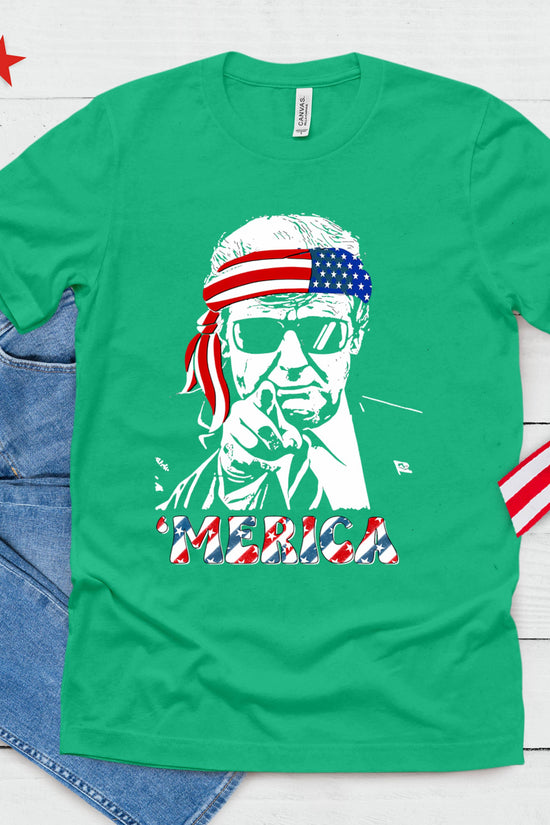 'Merica Trump Happy 4th Of July Trump American Flag T-Shirt