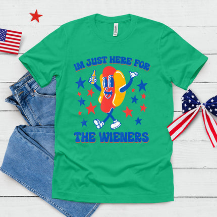 I'm Just Here For The Wieners Funny 4th Of July Hot-Dog T-Shirt