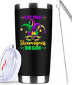 Let The Shenanigans Begin St Patricks Day Gifts - 20 oz Insulated Tumblers with Lid & Straw, Stainless Steel Lucky Coffee Tumbler Mardi Gras Mug, Hot and Iced Drink Use