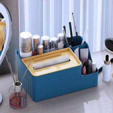 Multi functional Tissue Box with Remote Holder, Desk Organiser for Living Room, Kitchen, Office Plastic Storage