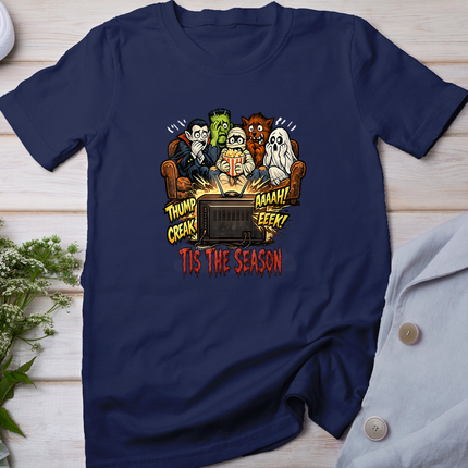 Funny Monsters Watching Scary Movie Halloween Movie T-Shirt
