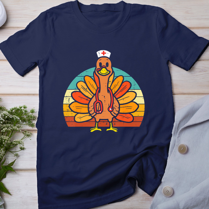 Turkey Nurse Stethoscope Thanksgiving Fall Scrub Top Women T-Shirt