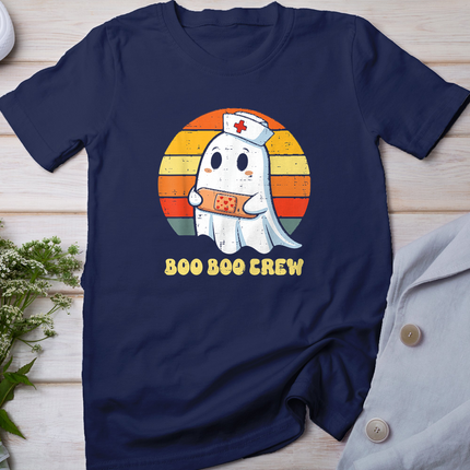 Halloween Nurse Ghost Boo Crew RN Costume Scrub Top Women T-Shirt