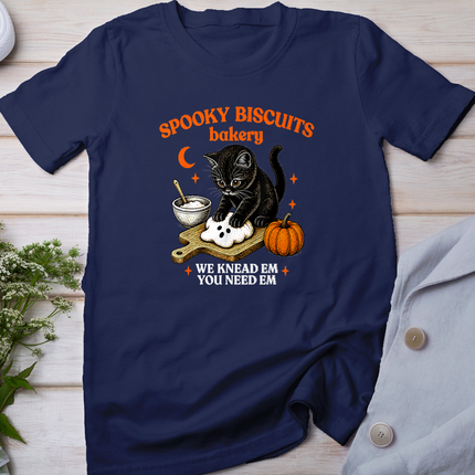 Kitty Biscuits Spooky Season Spooky Biscuits Bakery Cat T-Shirt