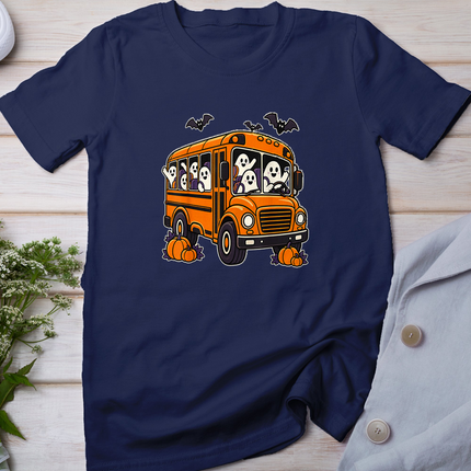 Halloween School Bus Driver Ghosts and Pumpkins T-Shirt