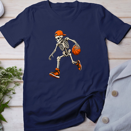 Funny Skeleton Playing Basketball Halloween Men Boys Kids T-Shirt