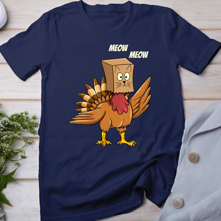 Thanksgiving Turkey Cat Meow Funny Men Women Thanksgiving T-Shirt
