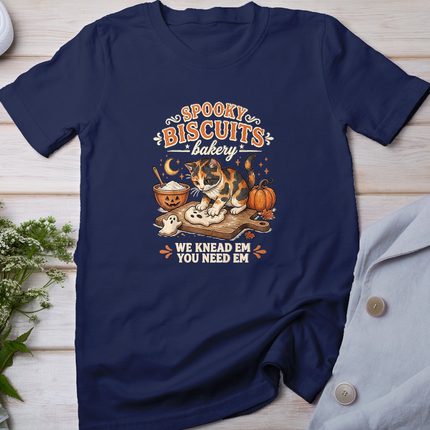 Spooky Biscuits Bakery Cat Funny Halloween Baking Lovers T-Shirt