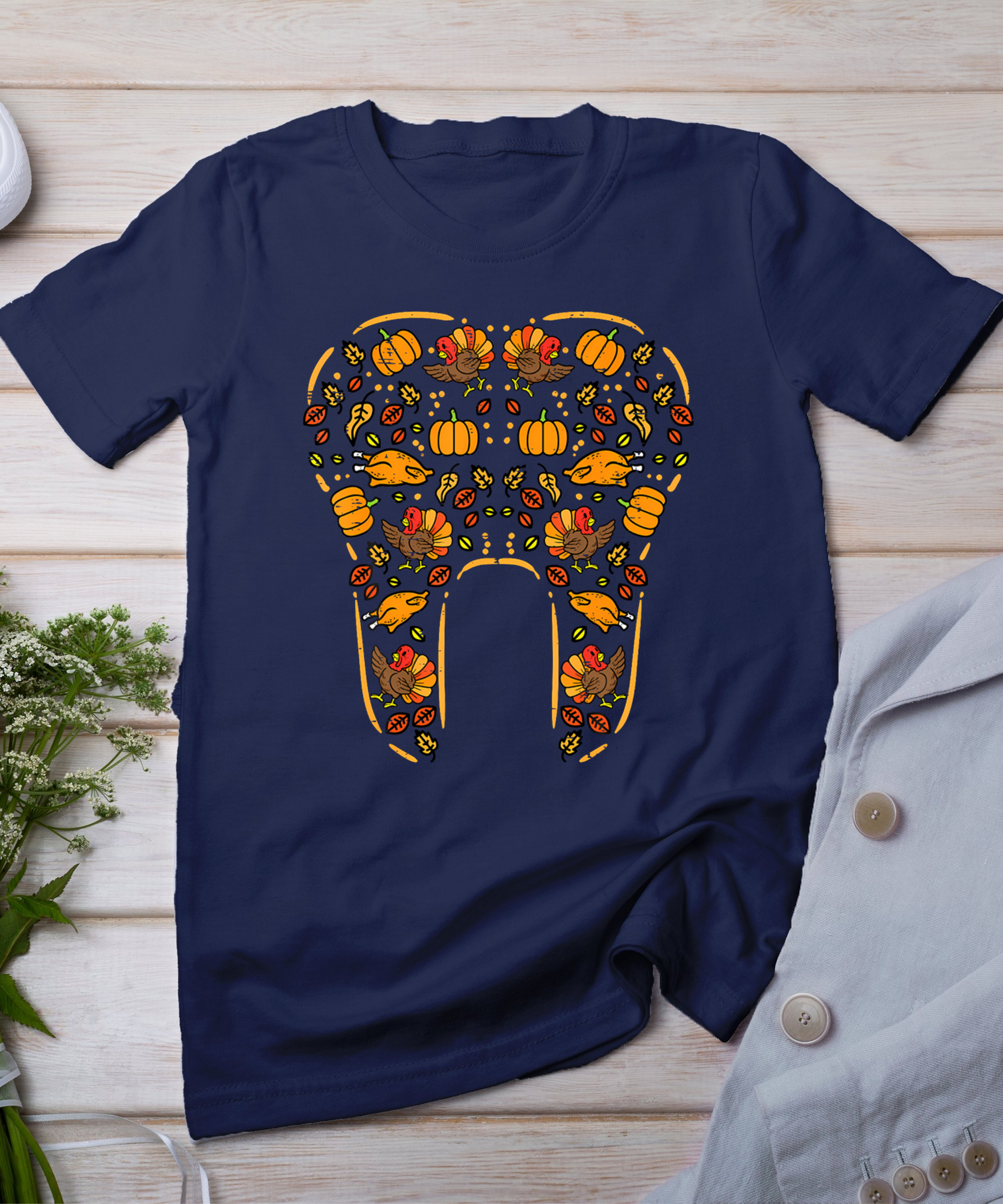 Thanksgiving Tooth Cute Fall Teeth Dental Dentist Women T-Shirt