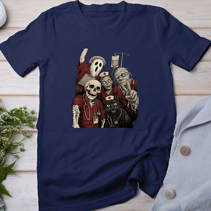 Halloween Nurse Squad Skeleton Spooky Nursing Crew RN Scrubs T-Shirt