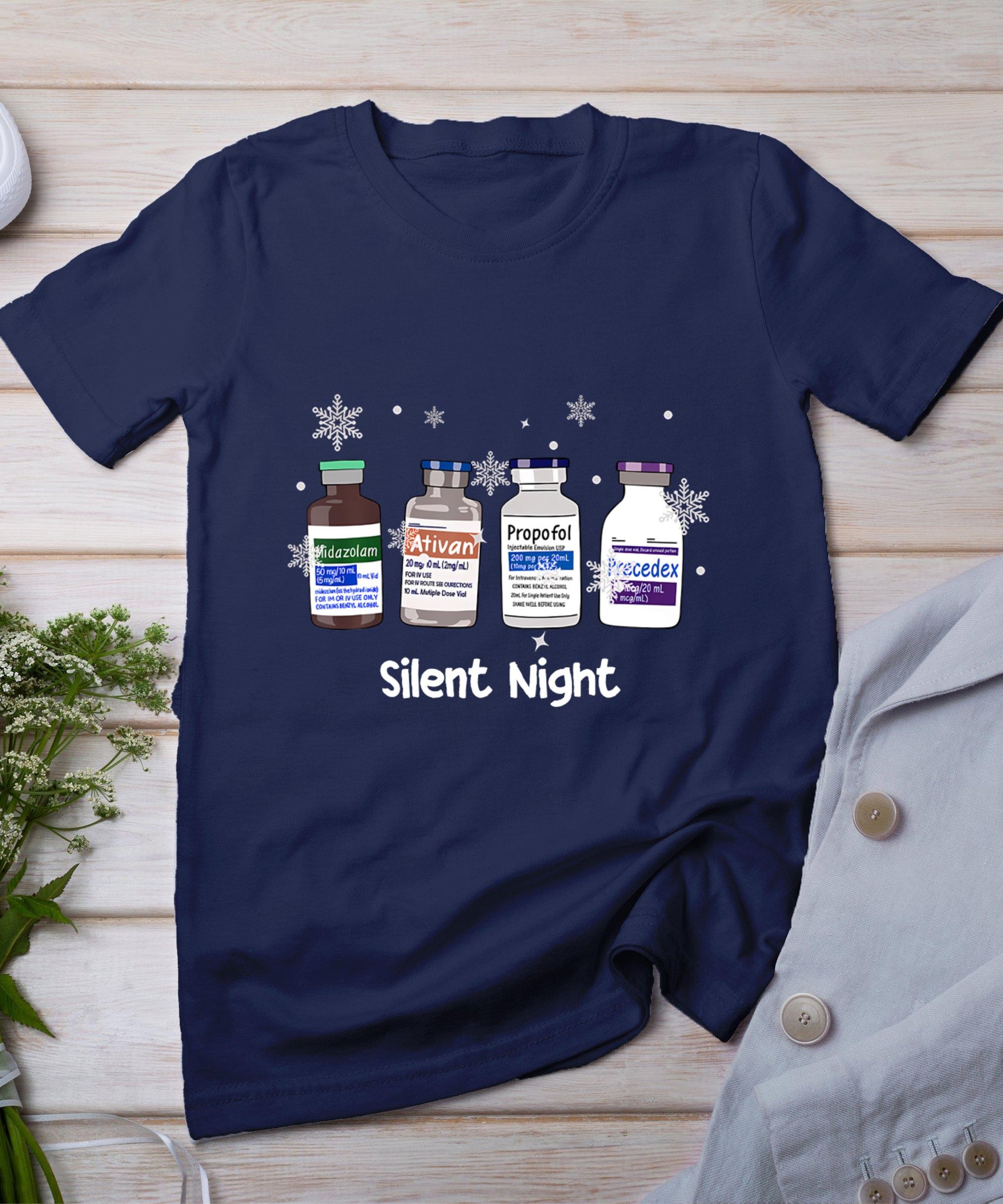 Retro Silent Night Icu Nurse Christmas Intensive Care Unit T-Shirt