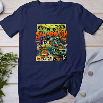 Summerween Scary hots Halloween Monster Beach T-Shirt