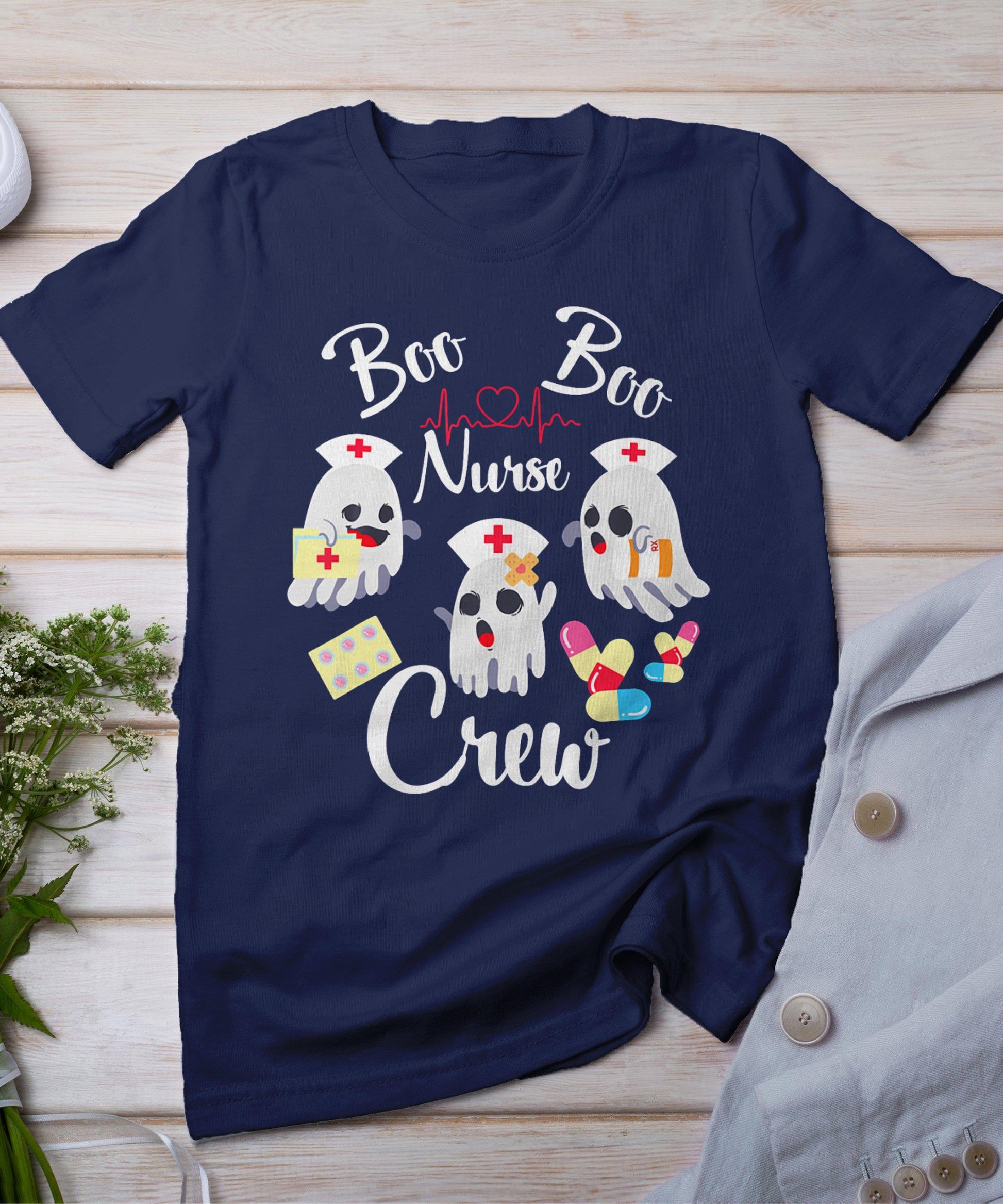 Boo Boo Crew Nurse Ghost Costume Funny Halloween Gift T-Shirt