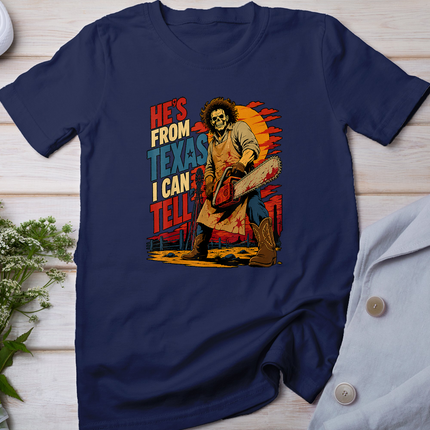 Hes from Texas I Can Tell Funny Skeleton Halloween Meme Men T-Shirt