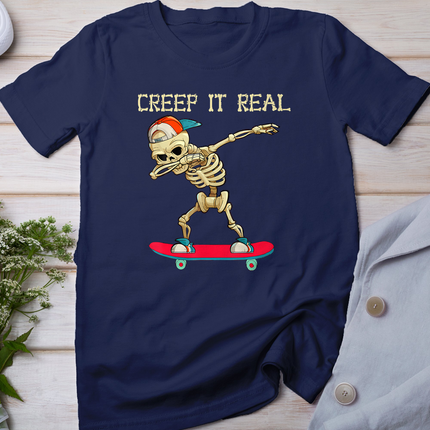 Creep It Real Dabbing Skate Skeleton Halloween Kid Boys T-Shirt