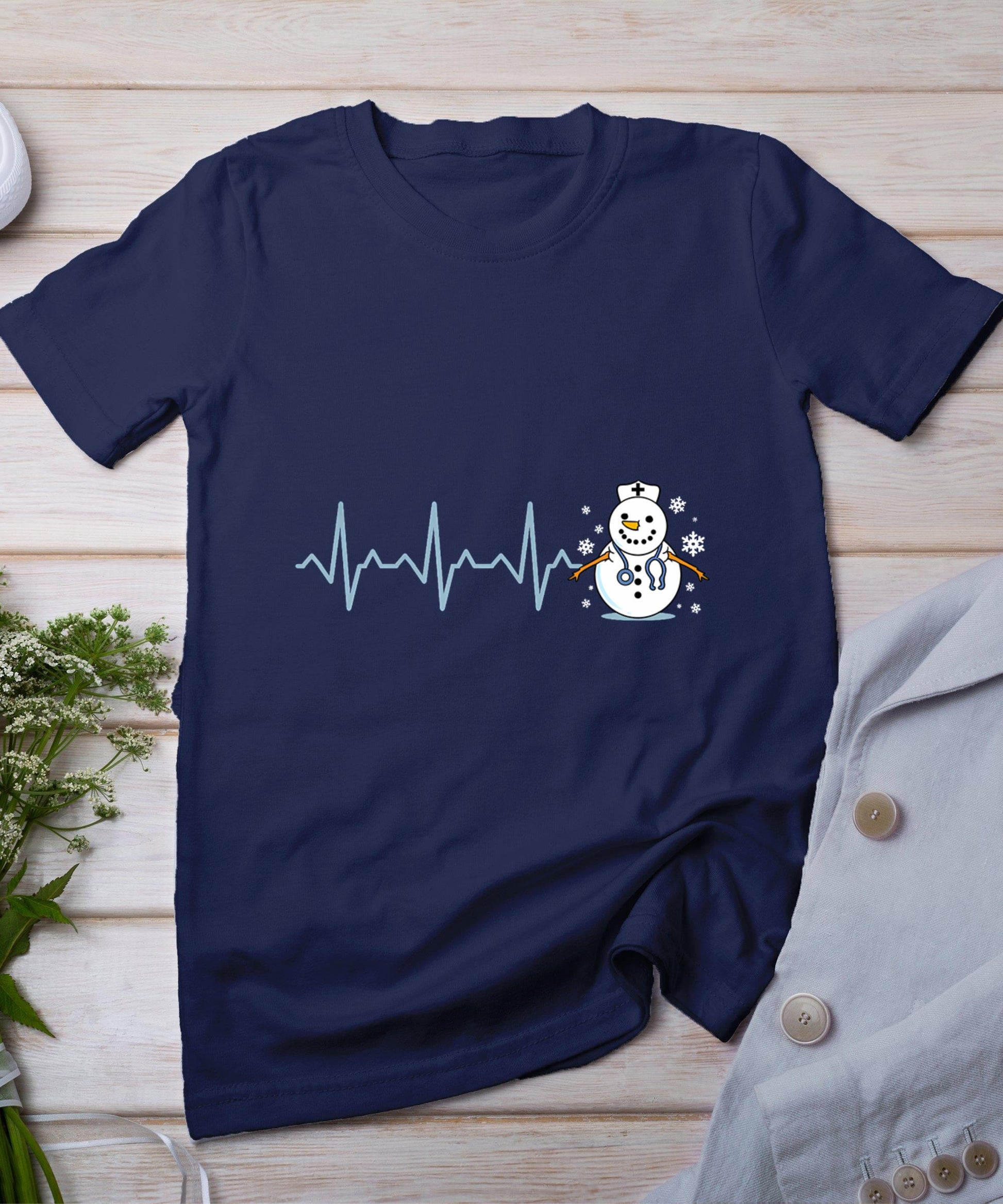 Heartbeat Nurse Snowman Nurse Christmas T-Shirt