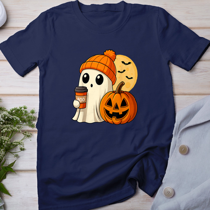 Halloween Ghost Coffee Pumpkin Spooky Season Women Kids Men T-Shirt
