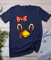 Cute Turkey Face Ribbon Thanksgiving Kid Toddler Girls Women T-Shirt