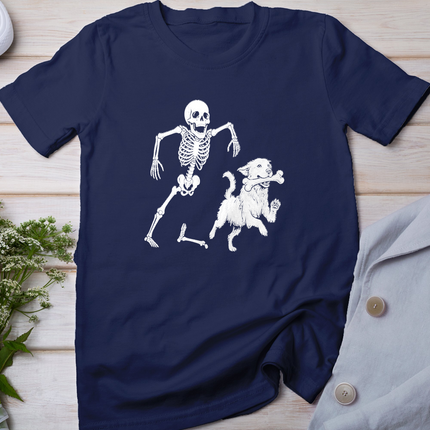 Cute Golden Retriever with Skeleton Bone Halloween Dog Lover T-Shirt